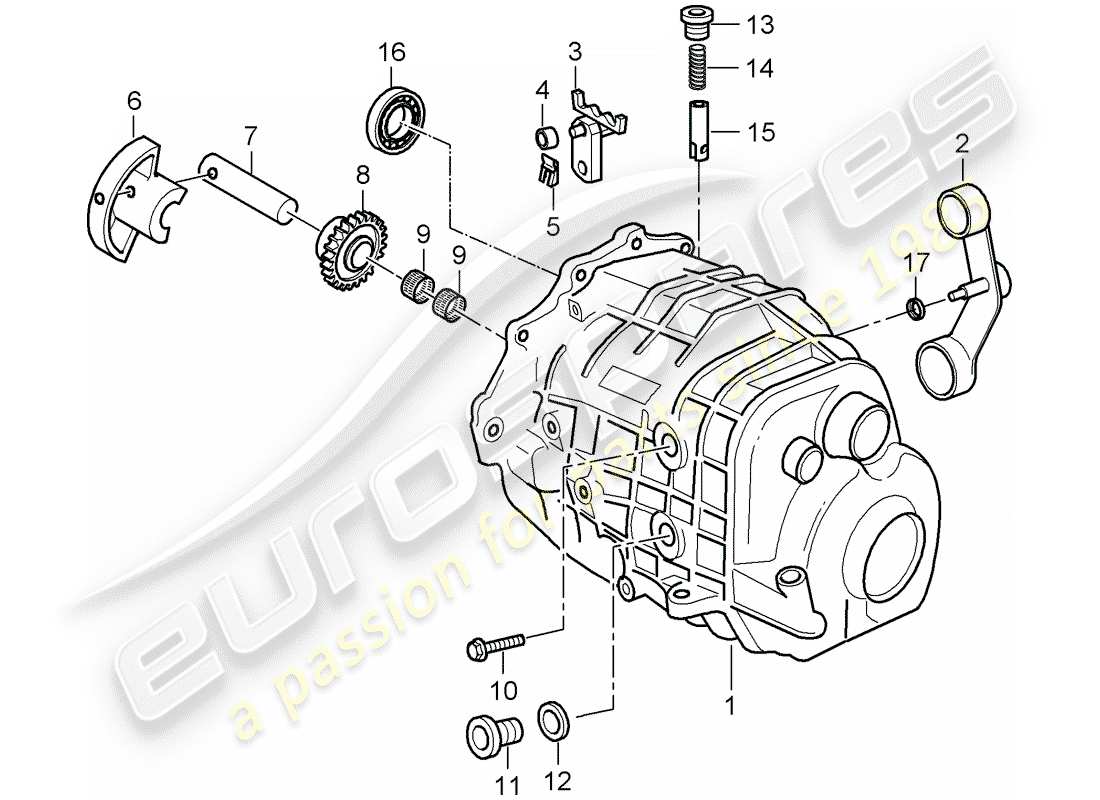 porsche 2001 (986 boxster) transmission case - transmission cover part diagram