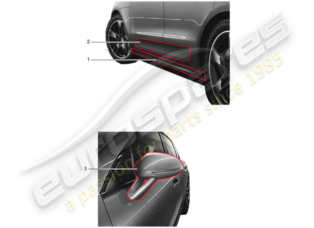 porsche 2019 (tequipment macan) accessories part diagram