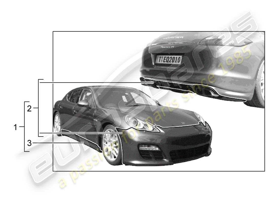 porsche 2011 (tequipment panamera) sport design package parts diagram