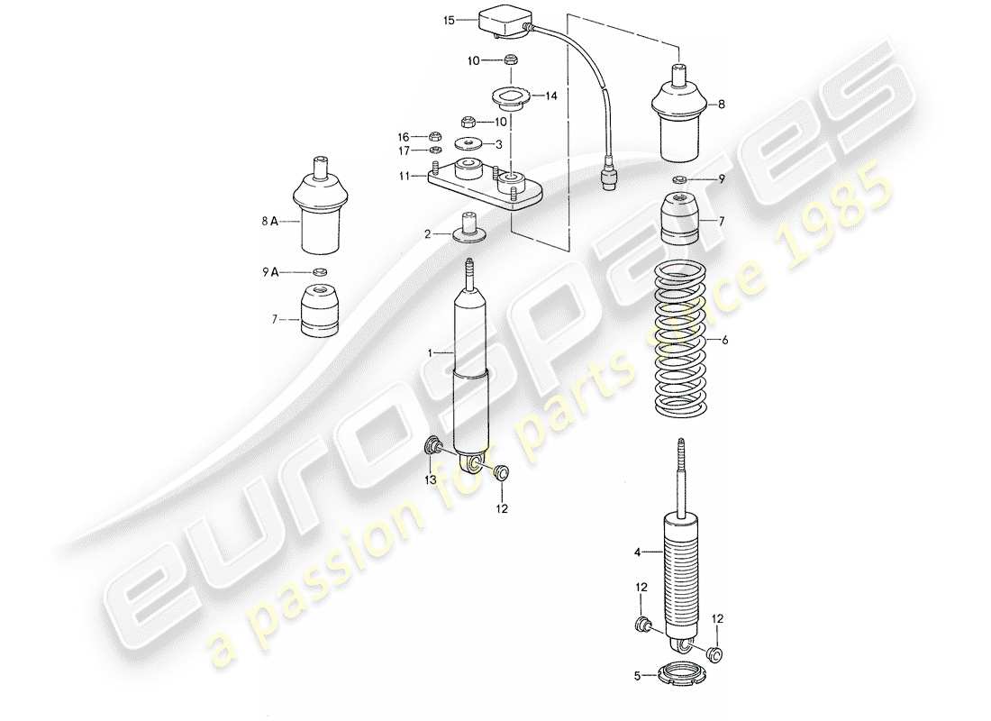 porsche 1987 (959) suspension - vibration damper parts diagram