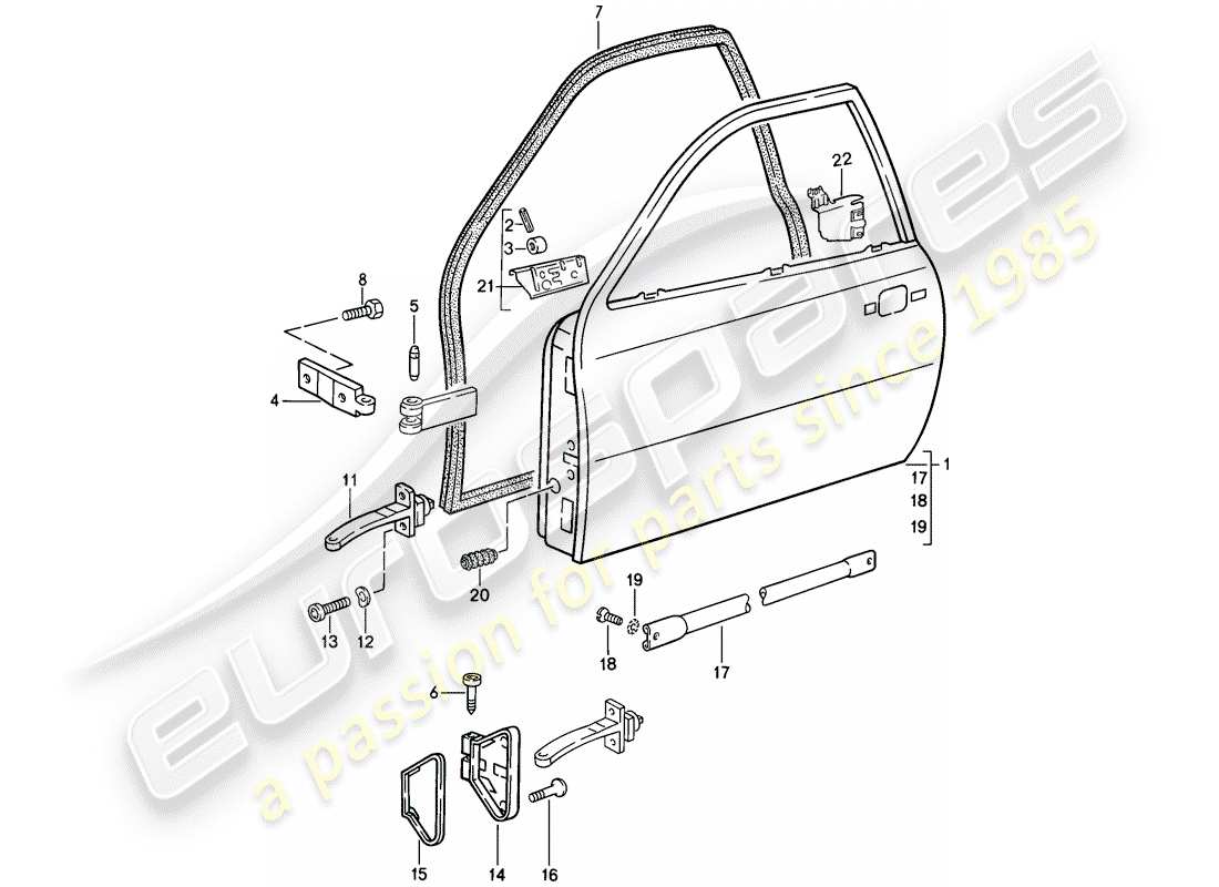 porsche 1986 (944) door part diagram