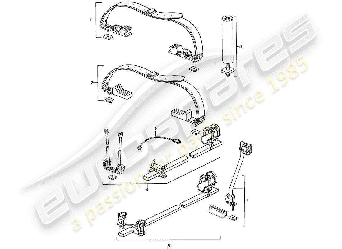 porsche 1986 (928) roof transport system part diagram