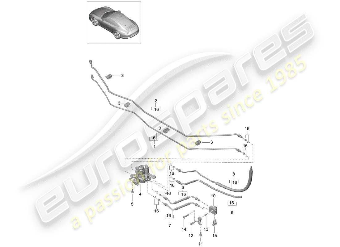 porsche 2015 (991-1) lines part diagram