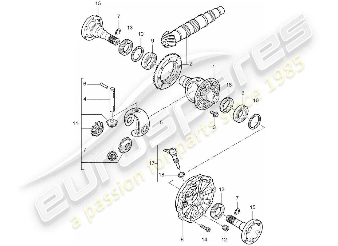 porsche 2006 (987 boxster) differential part diagram