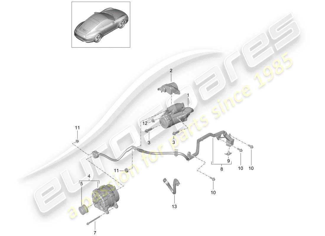 porsche 2014 (991-1) starter part diagram