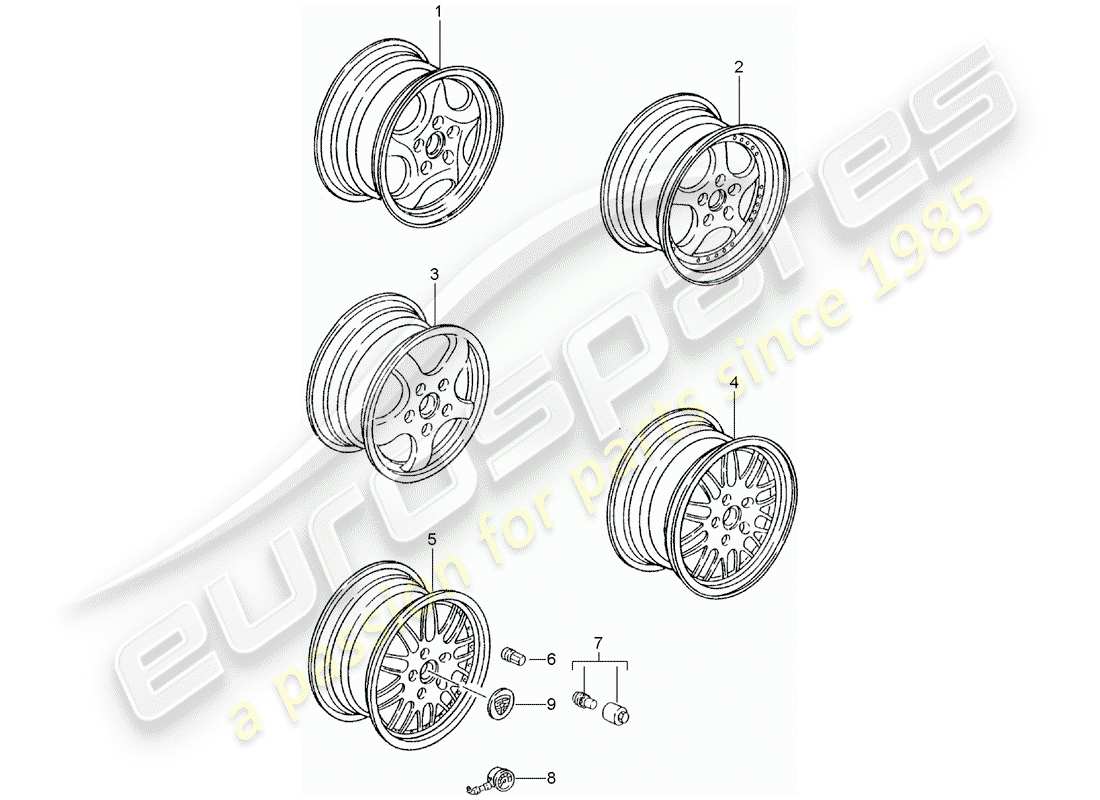 porsche tequipment catalogue (2006) alloy wheel parts diagram