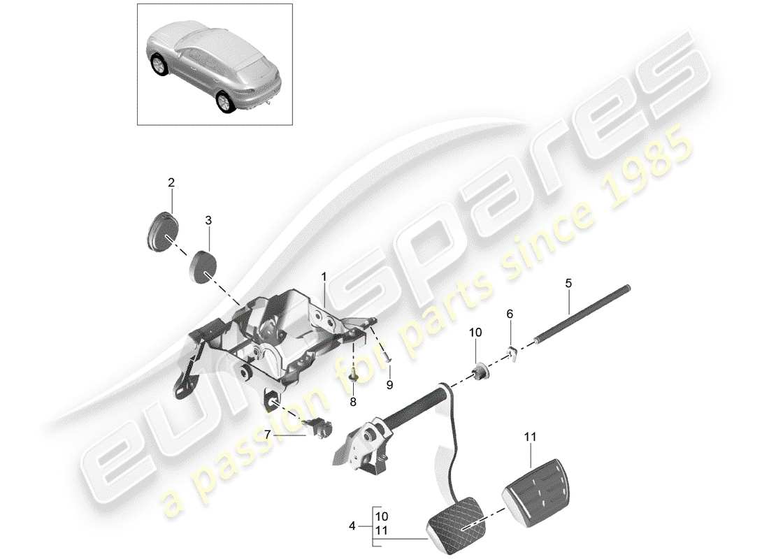 porsche 2016 (macan) brake operations part diagram