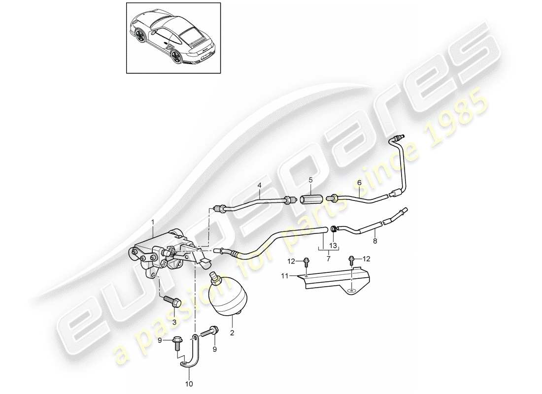 porsche 2013 (997-2 turbo / gt2 rs) hydraulic clutch parts diagram