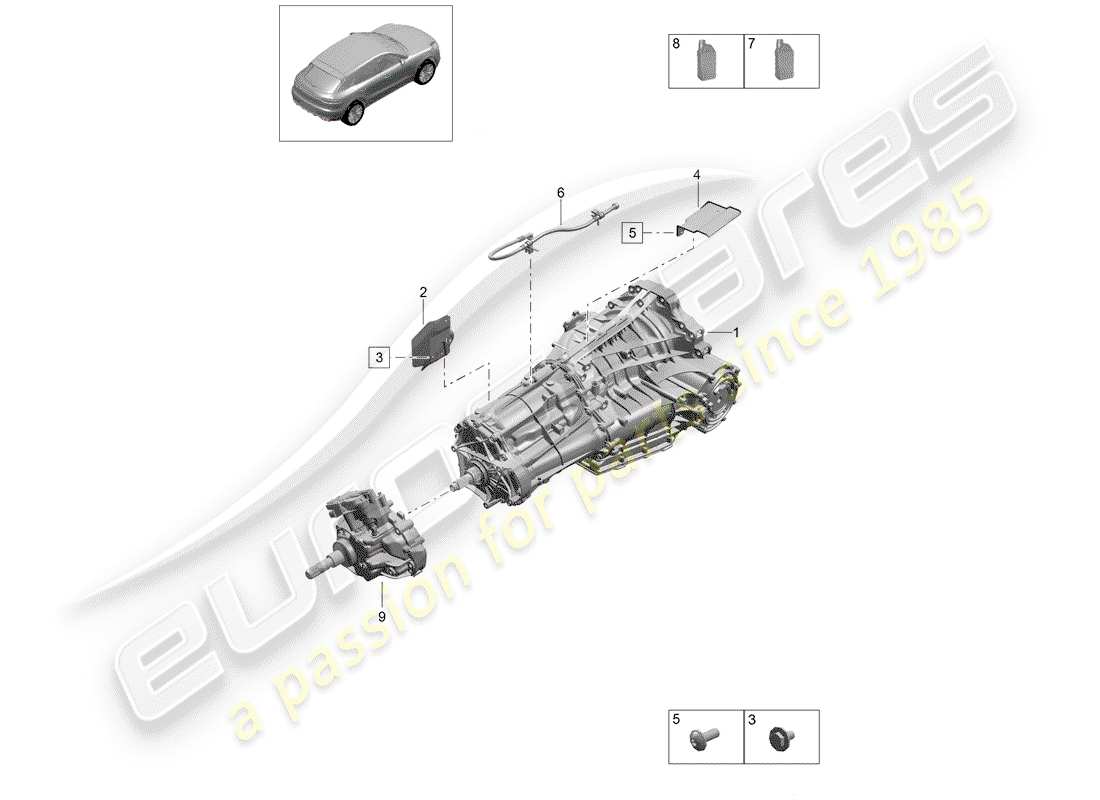porsche 2019 (macan) 7-speed dual clutch gearbox part diagram