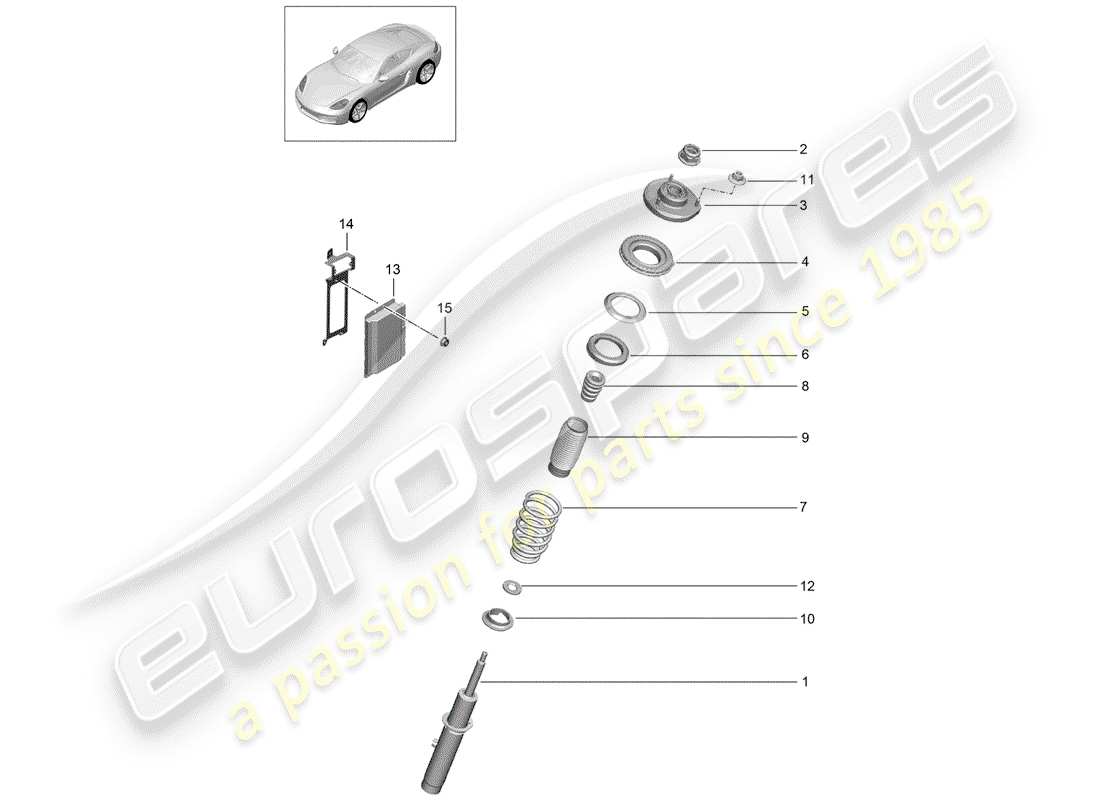porsche 718 cayman (2018) suspension parts diagram