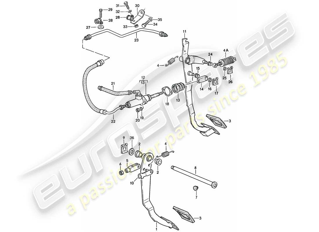 porsche 1983 (944) pedals part diagram