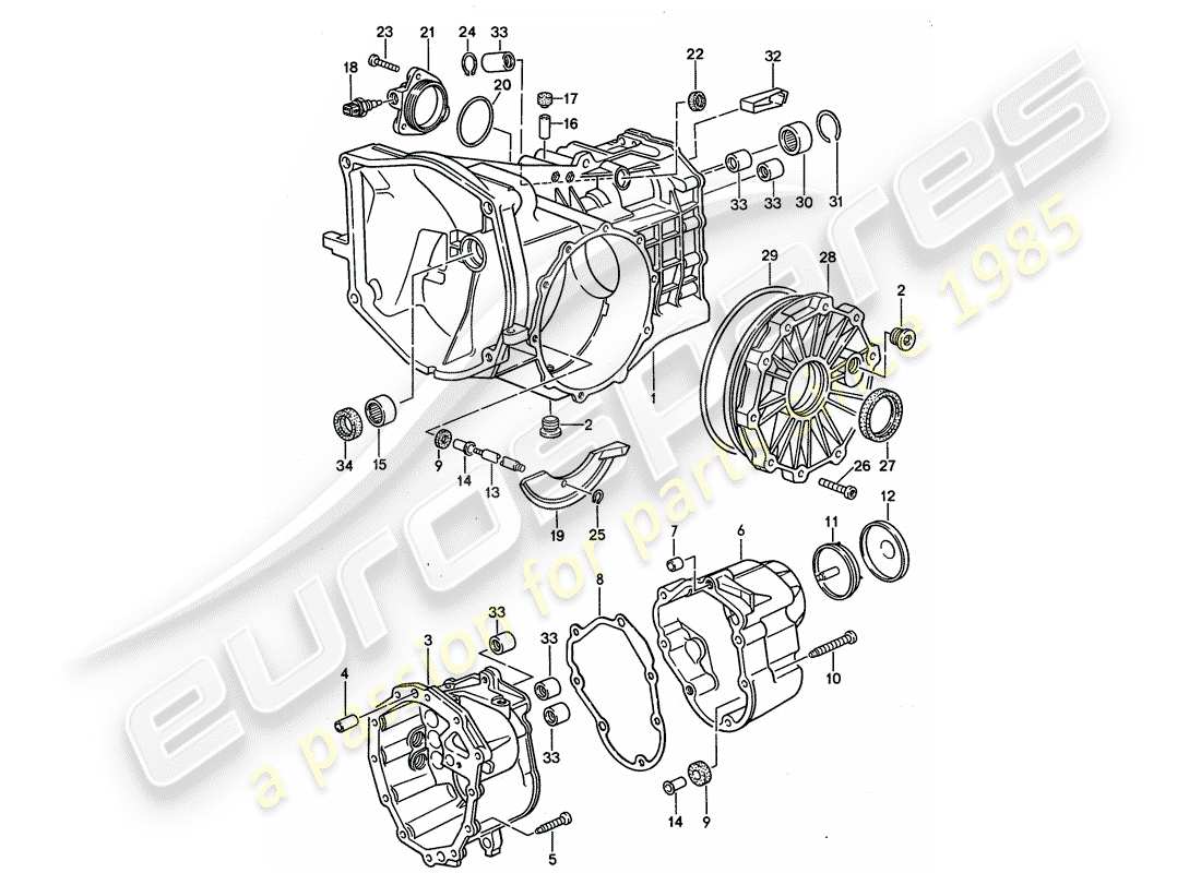 porsche 1995 (968) manual gearbox - replacement transmission - transmission case part diagram