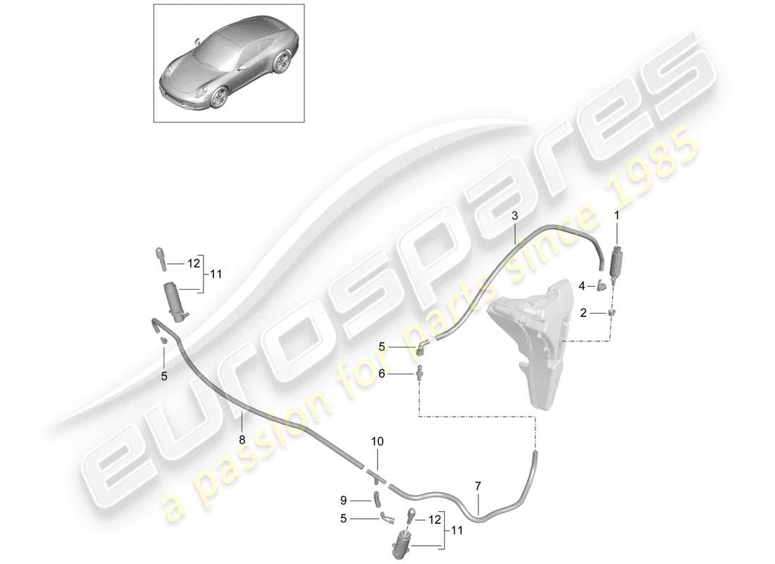 porsche 2012 (991-1) headlight washer system part diagram
