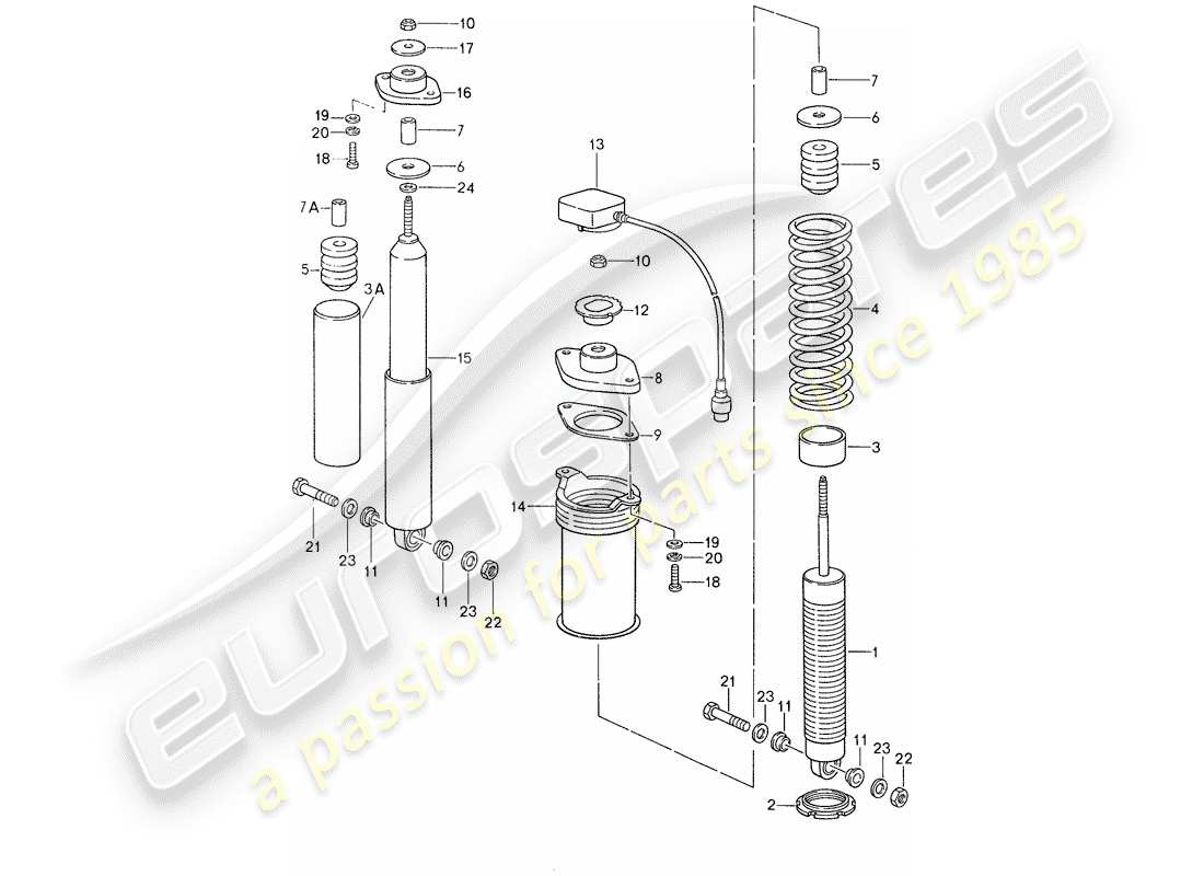 porsche 1988 (959) suspension - vibration damper parts diagram