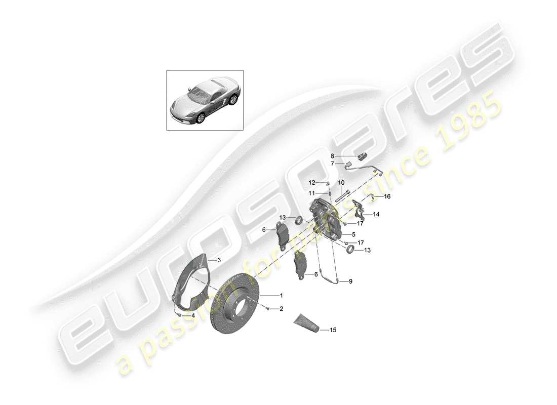 porsche 2019 (718 boxster) disc brakes part diagram