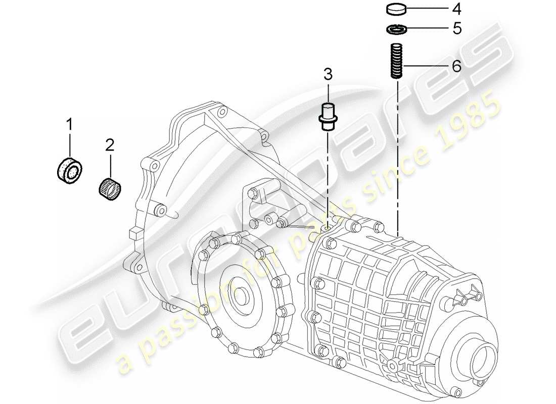 porsche 2001 (986 boxster) transmission - single parts - d - mj 2000>> part diagram