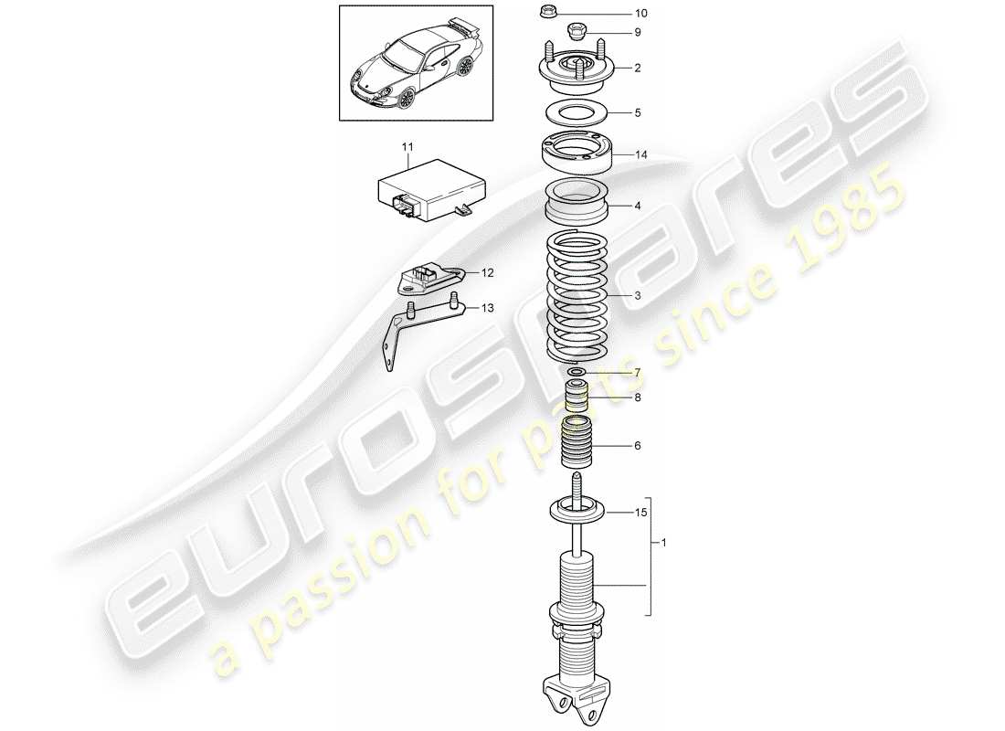 porsche 2008 (997-1 gt3) shock absorber part diagram