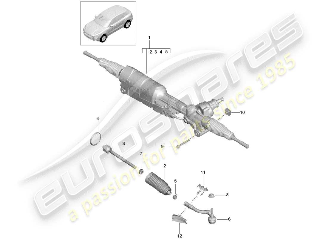 porsche 2014 (macan) steering gear parts diagram
