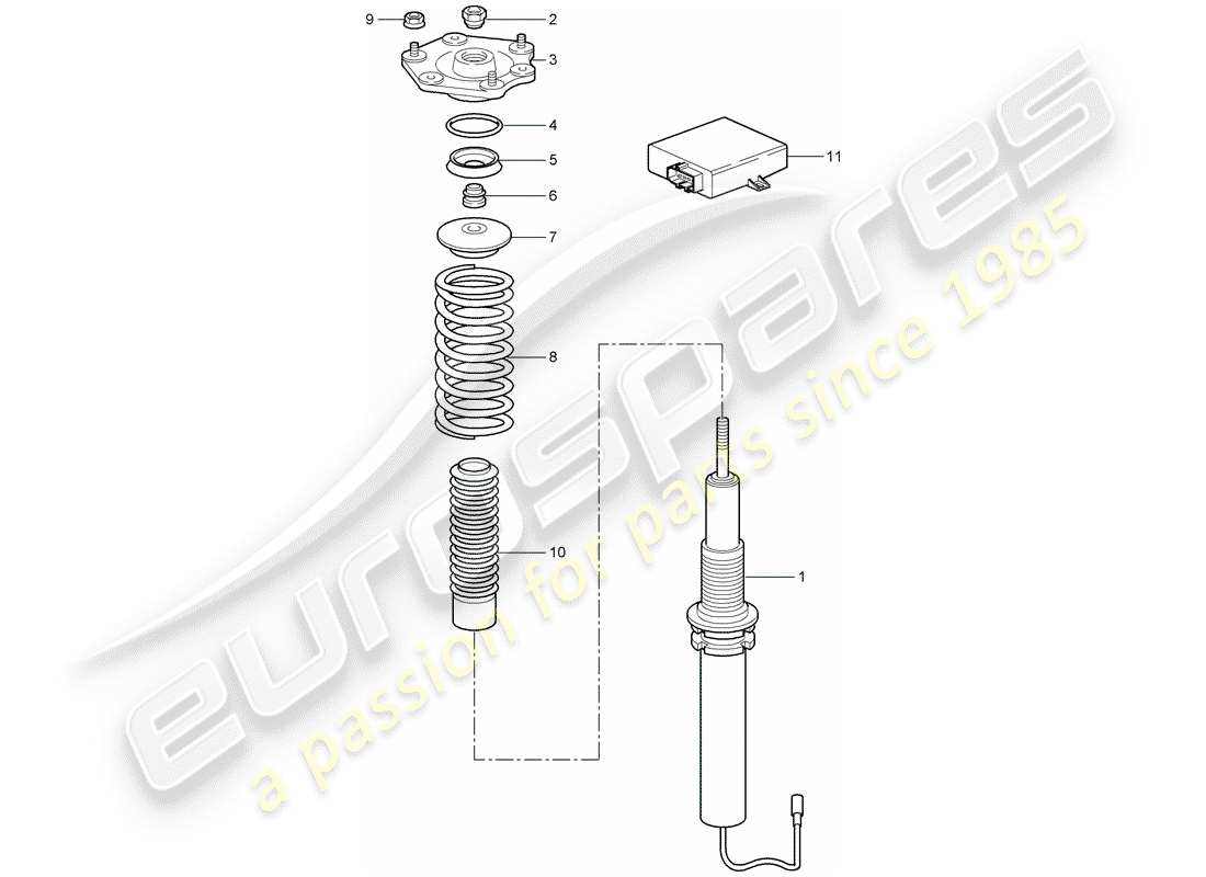 porsche 2008 (997-1 gt3) suspension part diagram