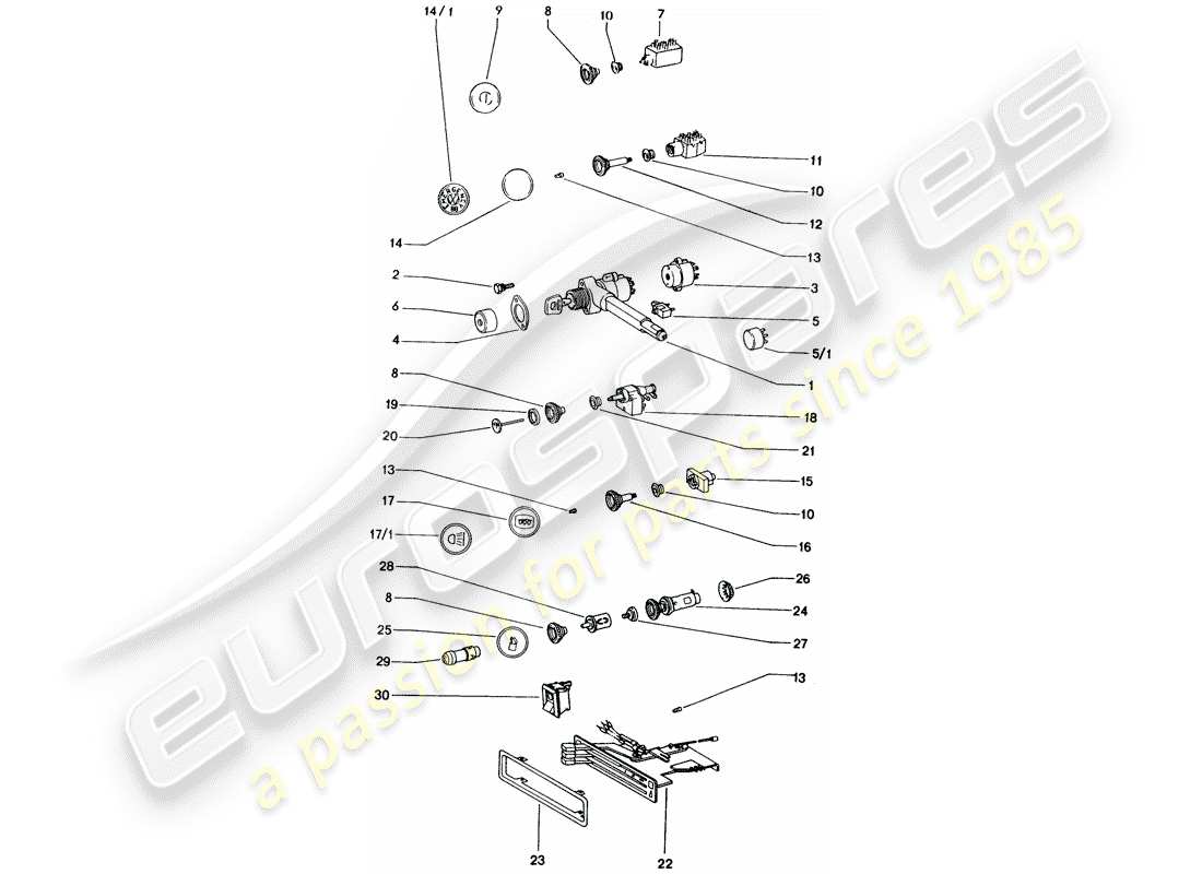 porsche 1976 (914) switch - dashboard trim part diagram