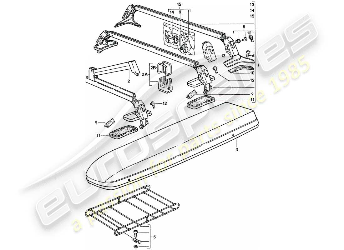 porsche 1988 (924s) roof transport system parts diagram