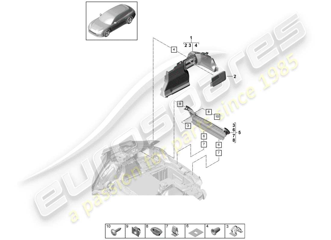 porsche panamera 971 (2018) boot lining part diagram