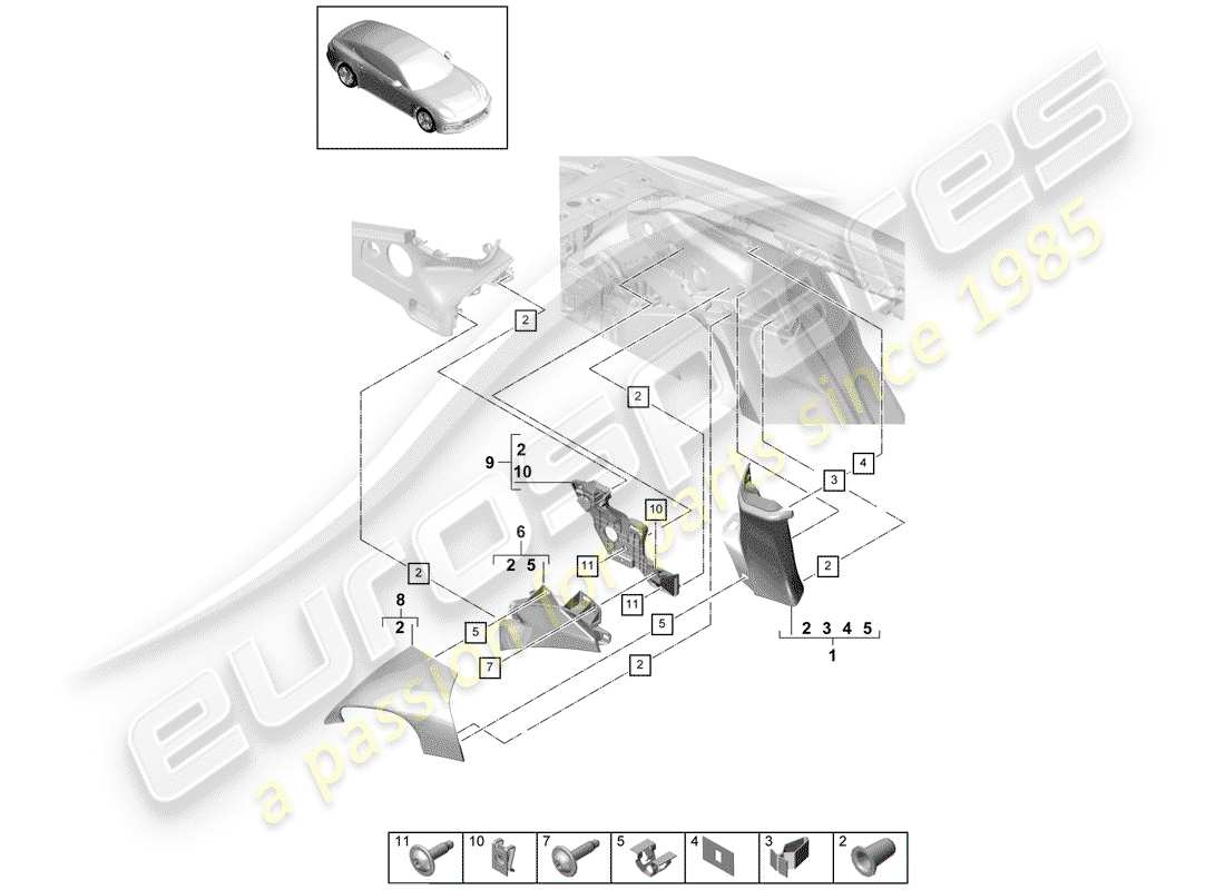 porsche panamera 971 (2018) lining part diagram