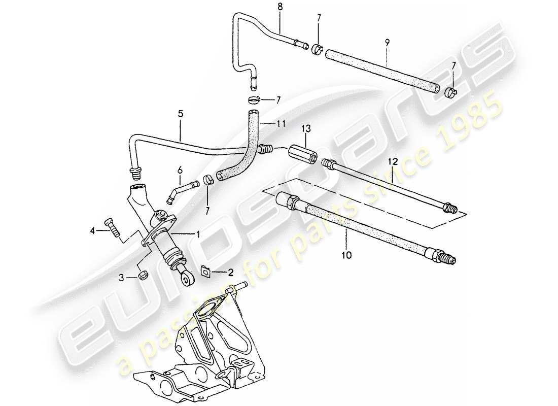 porsche 1989 (964) clutch actuation - clutch master cylinder parts diagram