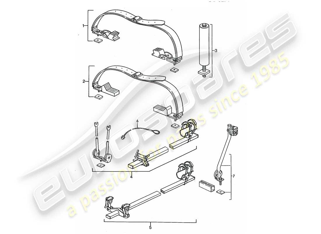 porsche 1994 (968) roof transport system part diagram