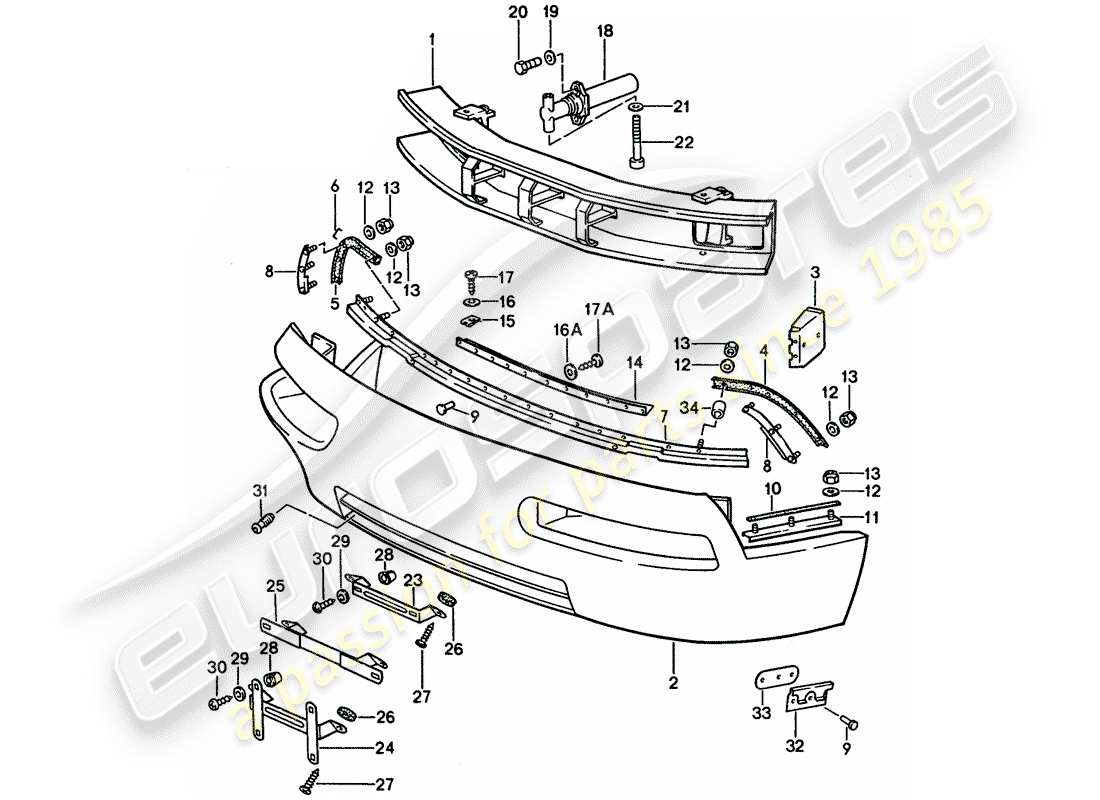 porsche 1992 (928) bumper part diagram