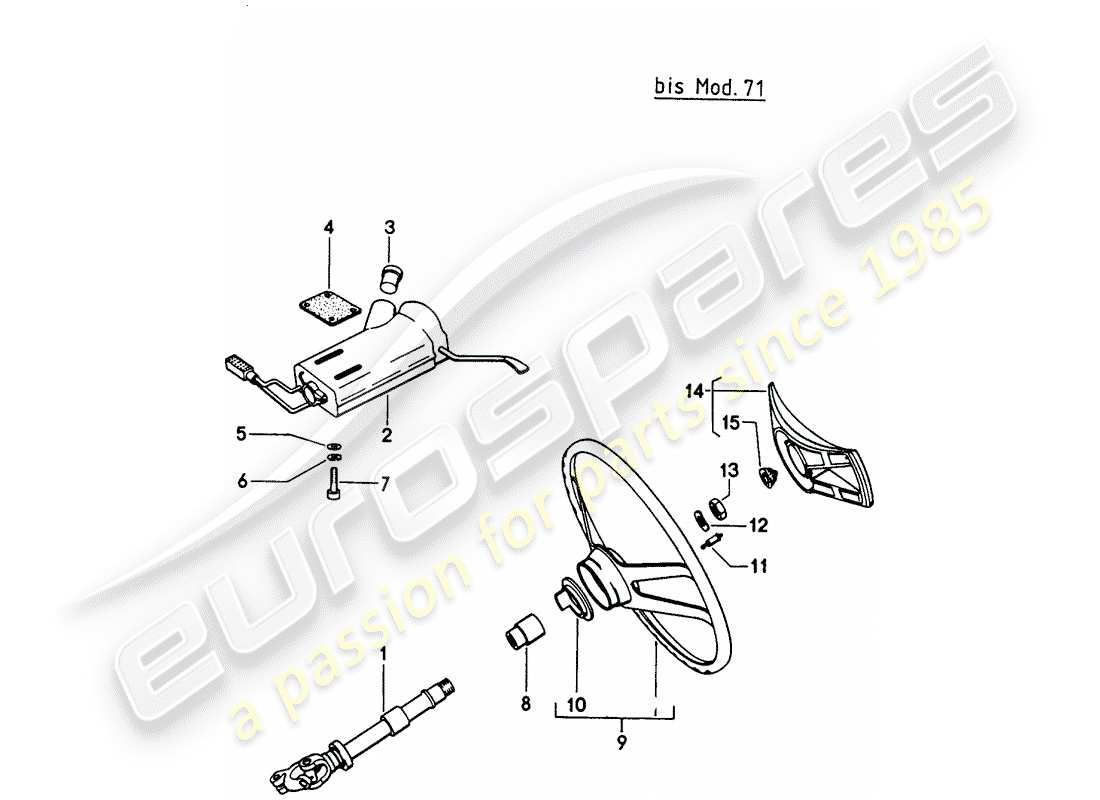 porsche 1974 (914) intermediate steering shaft - steering wheel - steering column switch - d >> - mj 1971 part diagram