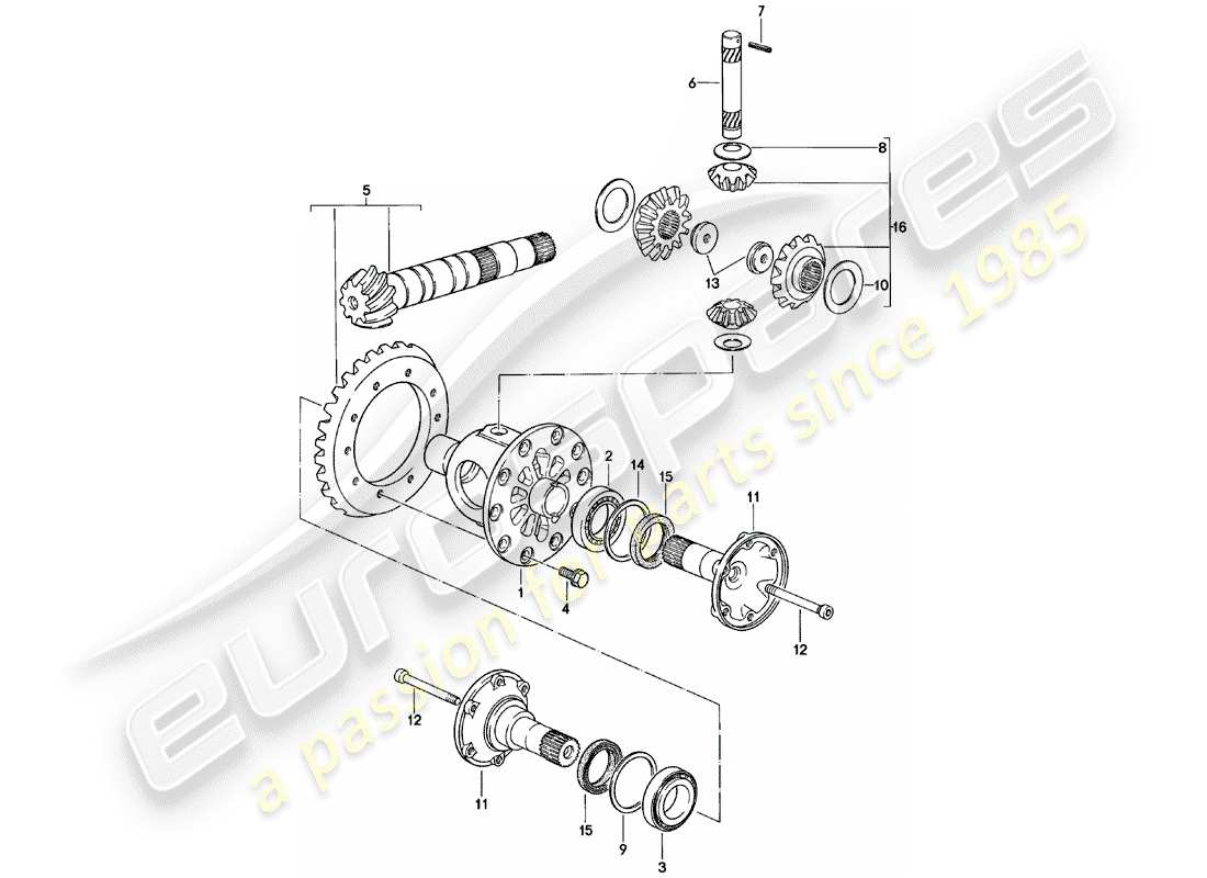 porsche 1981 (924) differential - manual gearbox - vq vr uv md - me mf mb mx - d - mj 1981>> part diagram