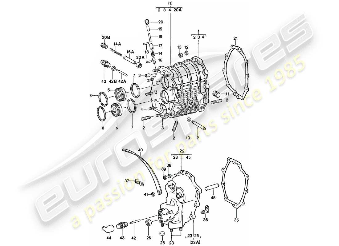 porsche 1981 (911) gear housing - transmission cover part diagram