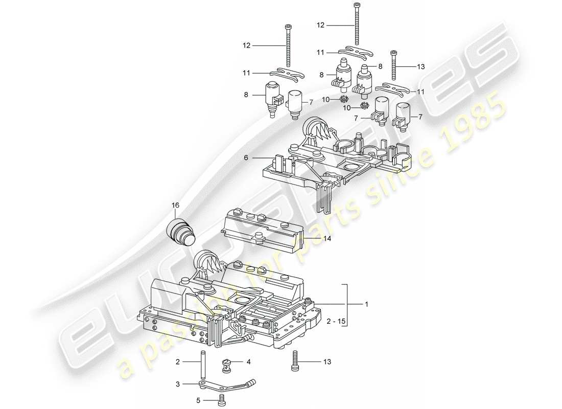 porsche 2004 (996 turbo / gt2) tiptronic - switch unit - solenoid valve - pressure regulator part diagram