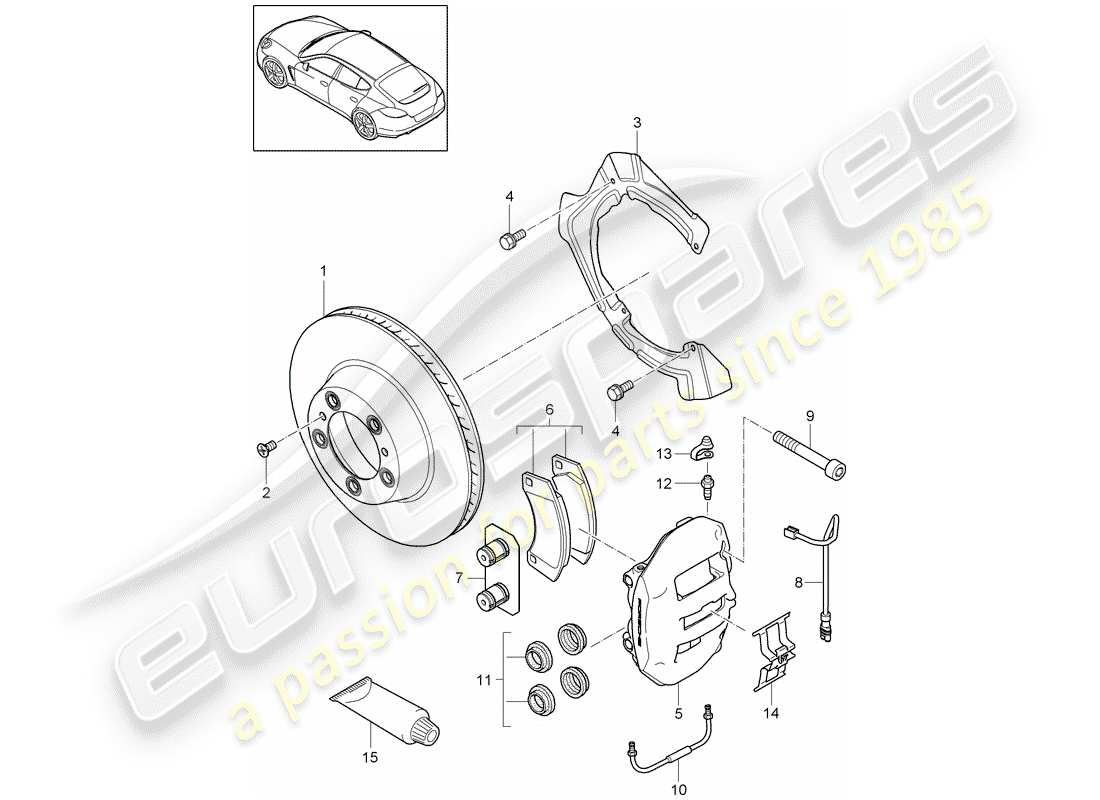 porsche panamera 970 (2013) disc brakes part diagram