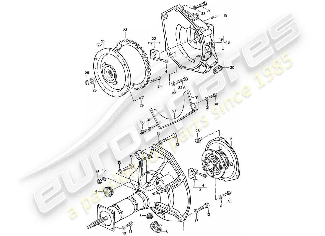 porsche 1986 (944) central tube - automatic transmission parts diagram