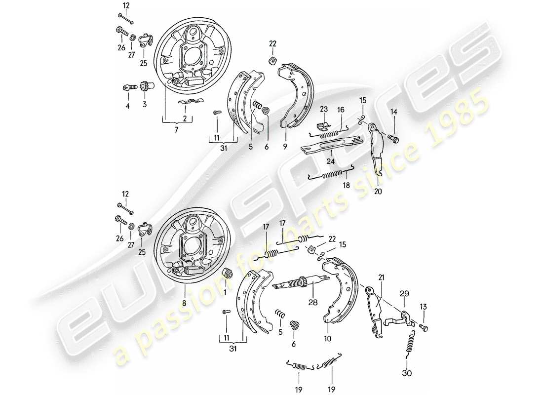 porsche 1976 (924) brake - rear axle parts diagram