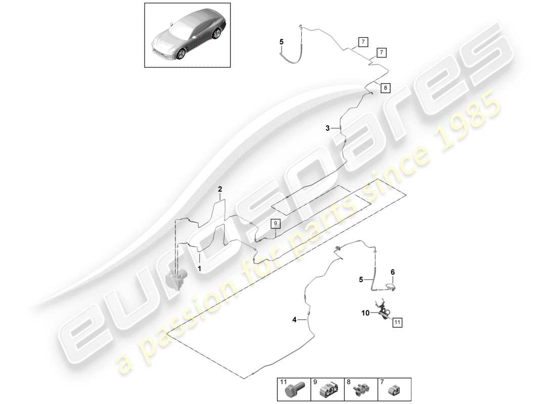porsche panamera 971 (2018) brake line part diagram
