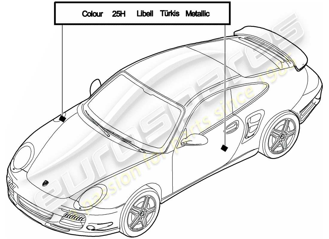 porsche 2012 (997-2 turbo / gt2 rs) paint touch-up stick part diagram