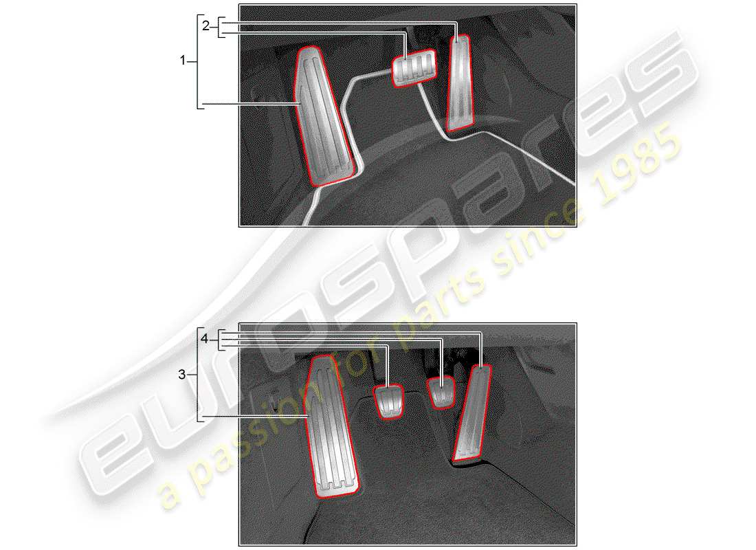 porsche tequipment 98x/99x (2015) pedal cap part diagram