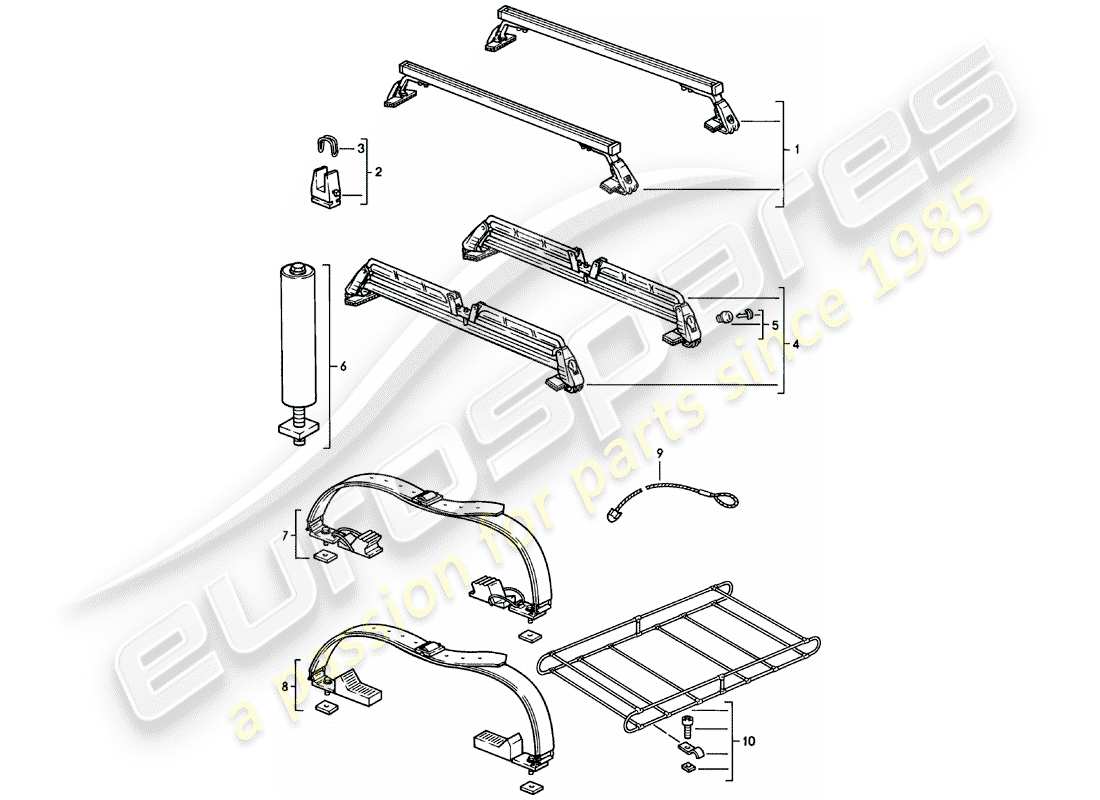porsche 1983 (924) roof transport system - until - 35 kg - d >> - mj 1981 part diagram