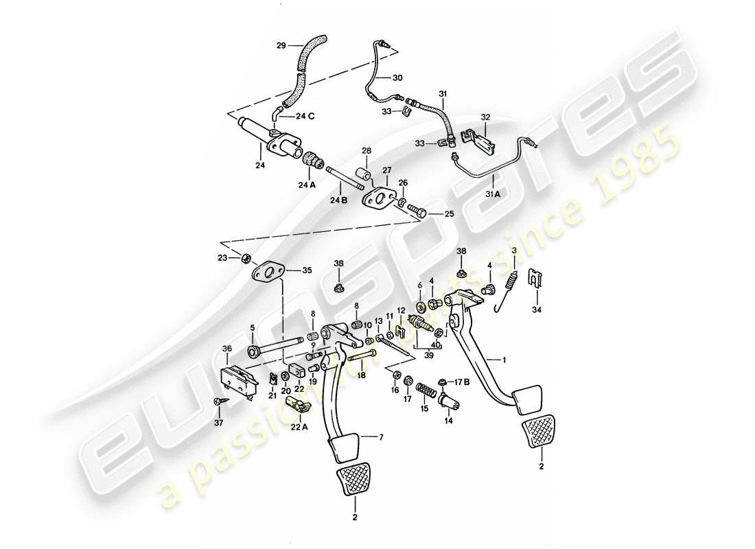 porsche 1995 (928) pedals part diagram