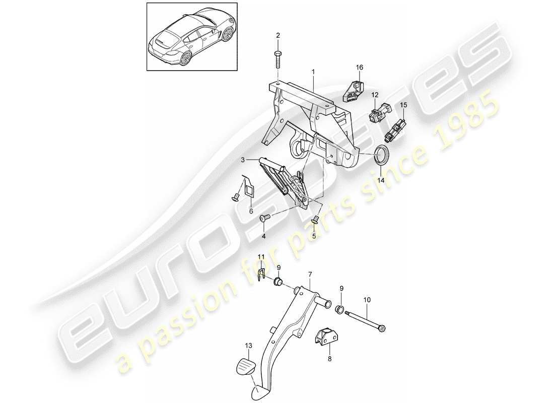 porsche panamera 970 (2014) pedals part diagram