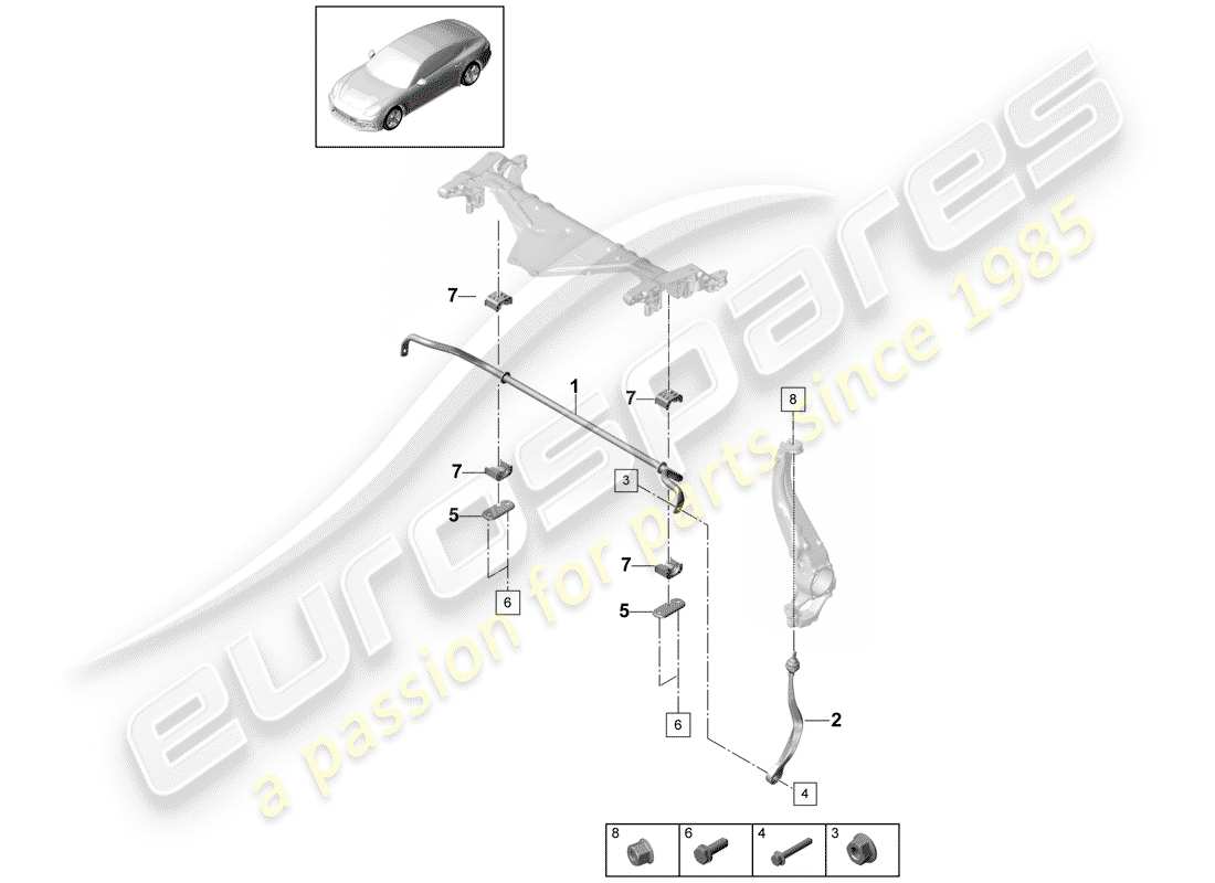 porsche panamera 971 (2018) stabilizer parts diagram