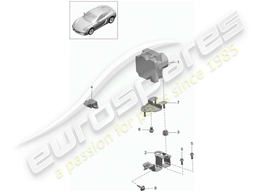 porsche 2015 (981 cayman) hydraulic unit parts diagram