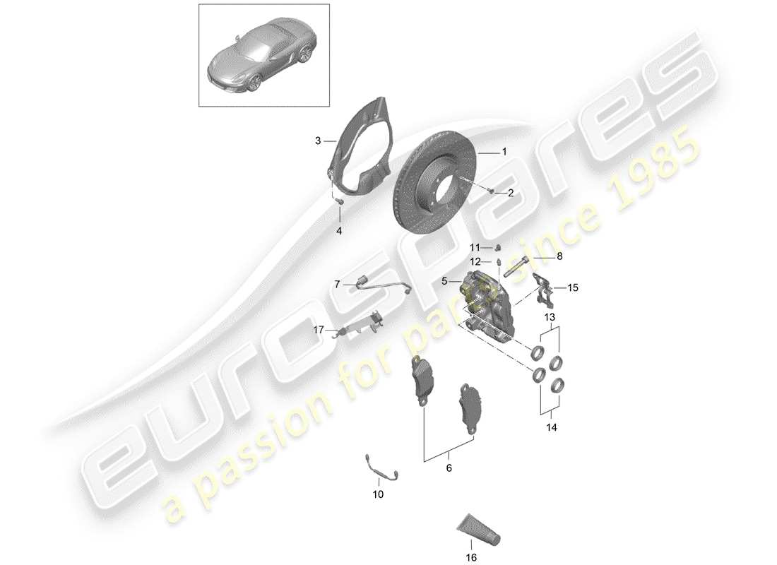 porsche 2013 (981 boxster) disc brakes parts diagram