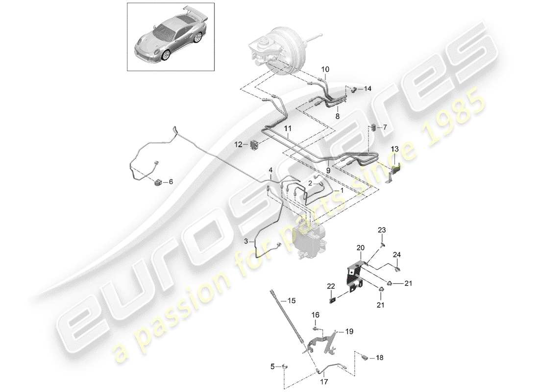 porsche 2020 (991-2 turbo) brake line part diagram