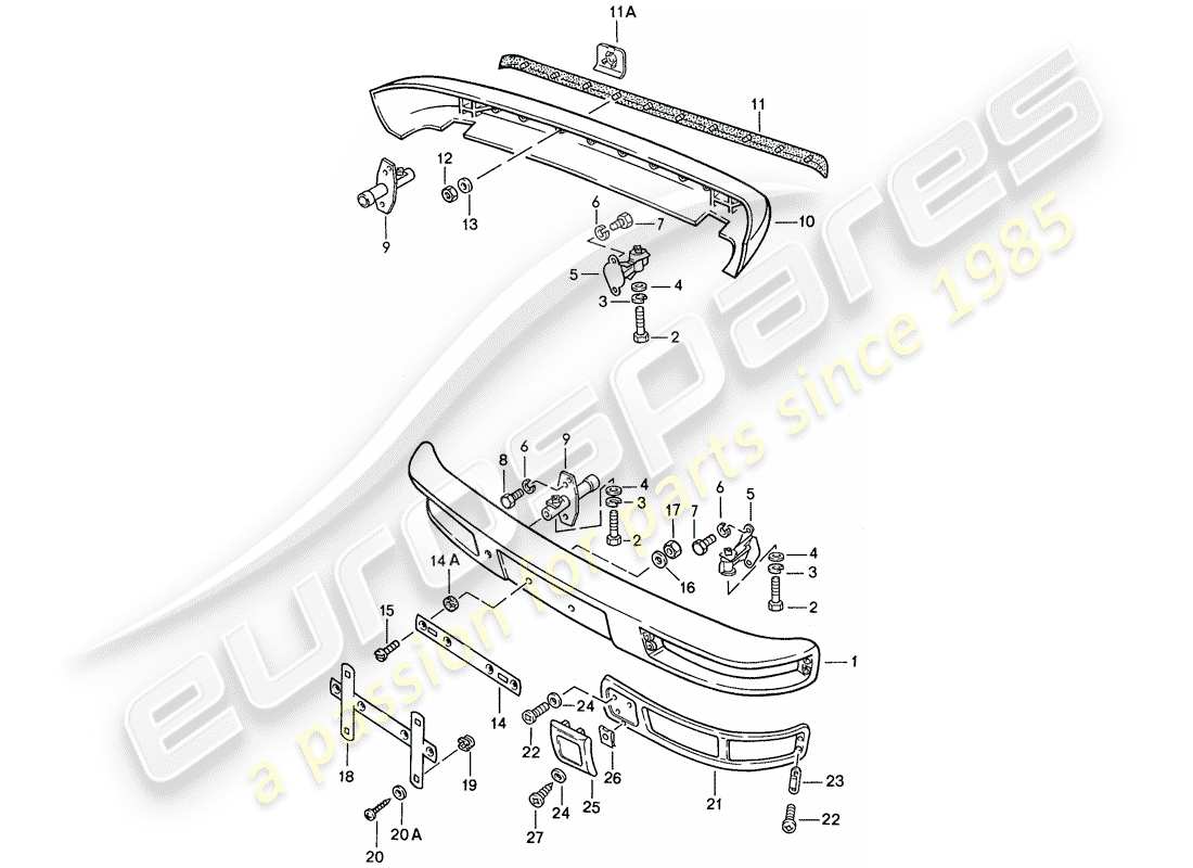 porsche 1990 (944) bumper - without: - buffer part diagram