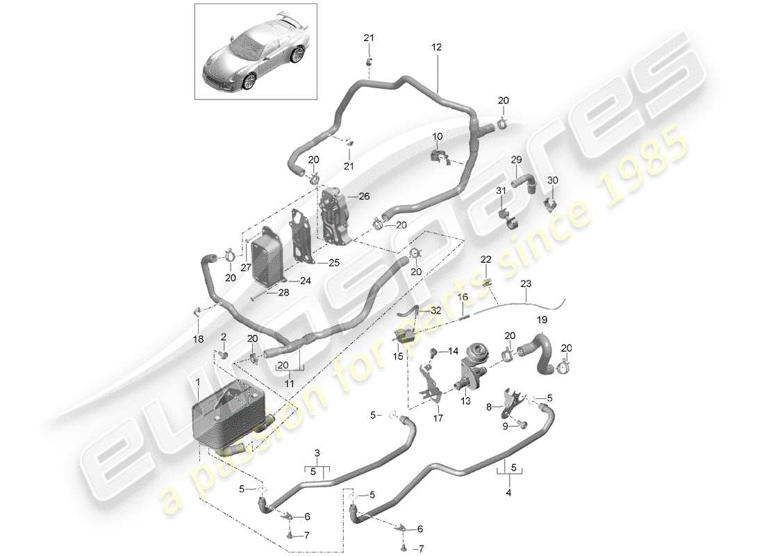 porsche 2020 (991-2 r/gt3/rs) - pdk - part diagram
