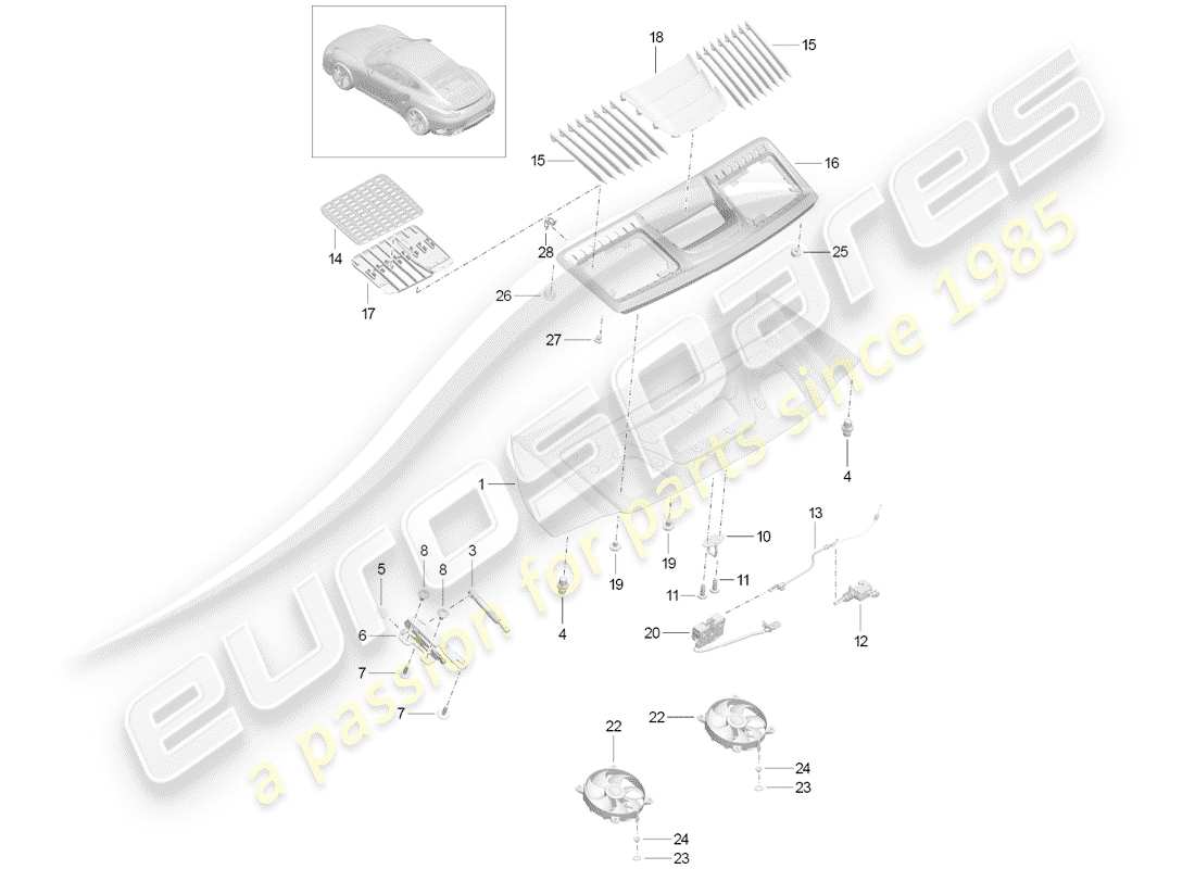 porsche 2020 (991-2 turbo) cover part diagram